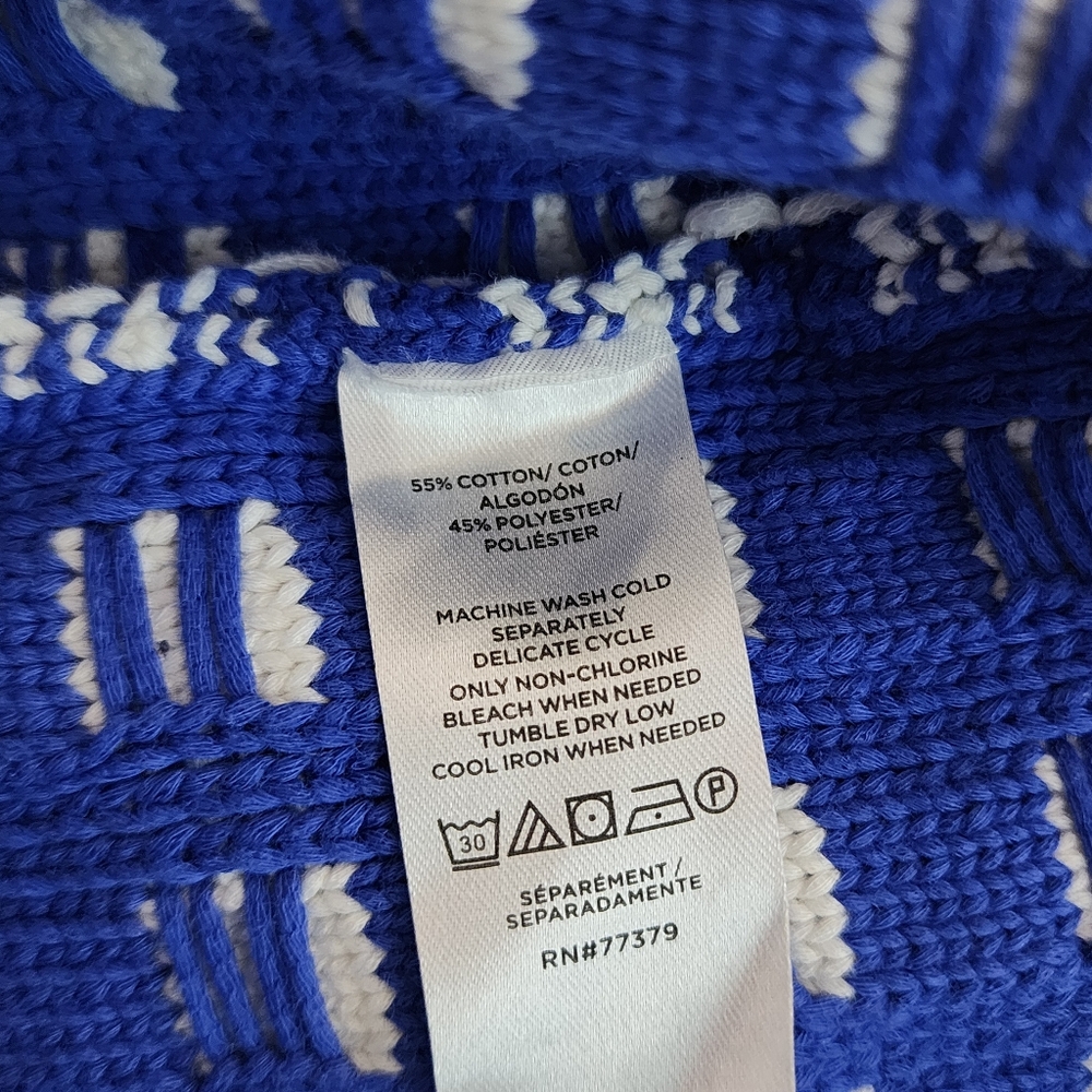 Ann Taylor Royal Blue and White Checkered Knit Cardigan - Picture 8 of 9